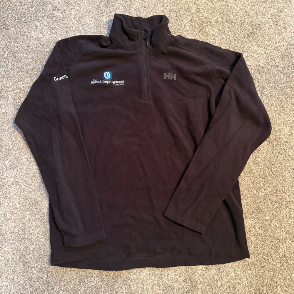Helly Hansen Mens XL Black Quarter Zip Fleece Pullover Speech Improvement Co